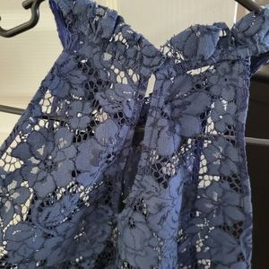 Navy blue crochet top.